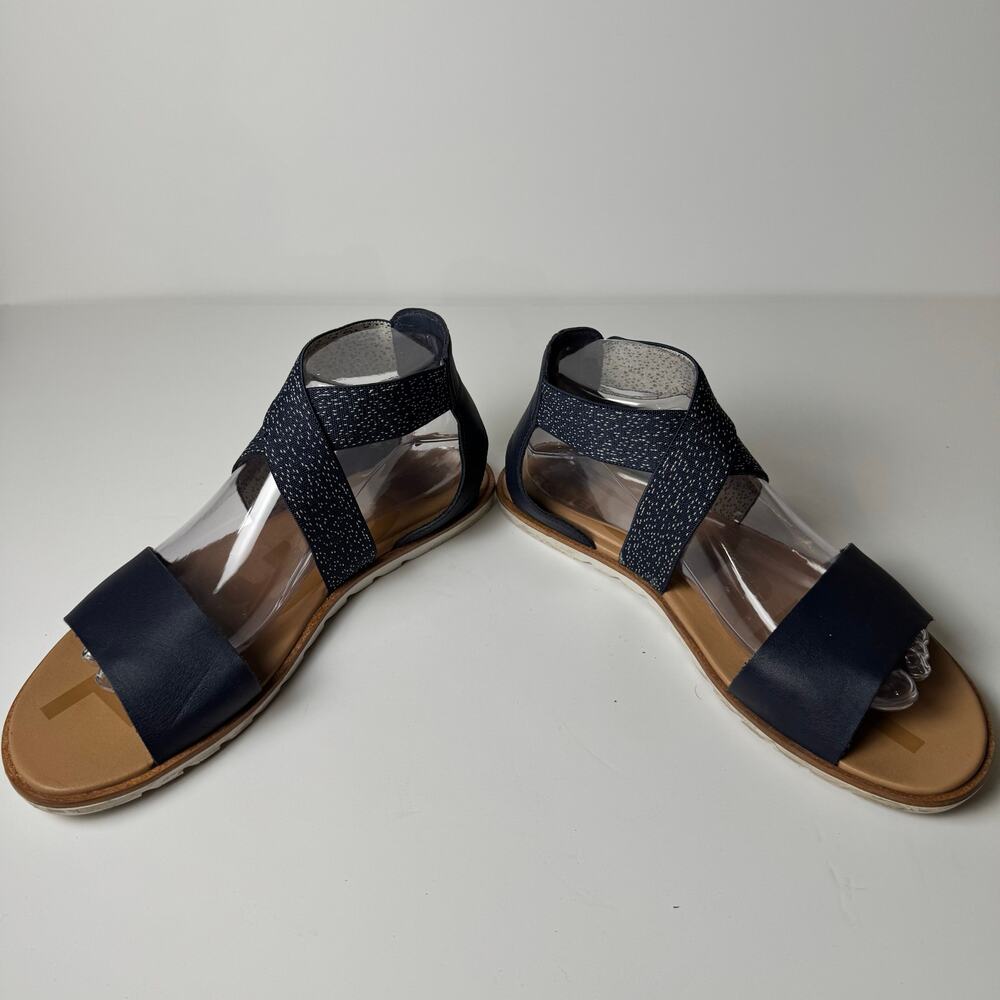 Sorel Women’s Navy Leather Ankle Strap Flat Sandal BeachCasual Summer Size 9.5 - Picture 3 of 7